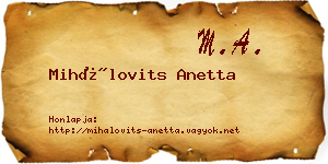 Mihálovits Anetta névjegykártya